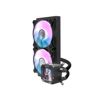 DarkFlash Wave DV240S ARGB AIO 240mm Liquid CPU Cooler Black with 320x320 IPS LCD Display and Copper Water Block - DF DV240S BLACK