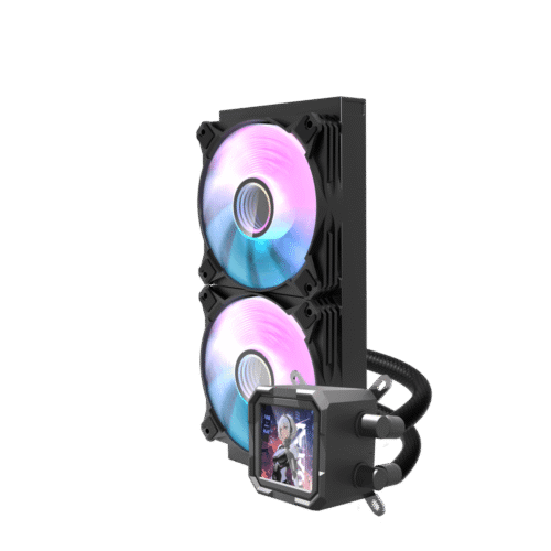 DarkFlash Wave DV240S ARGB AIO 240mm Liquid CPU Cooler Black with 320x320 IPS LCD Display and Copper Water Block - DF DV240S BLACK