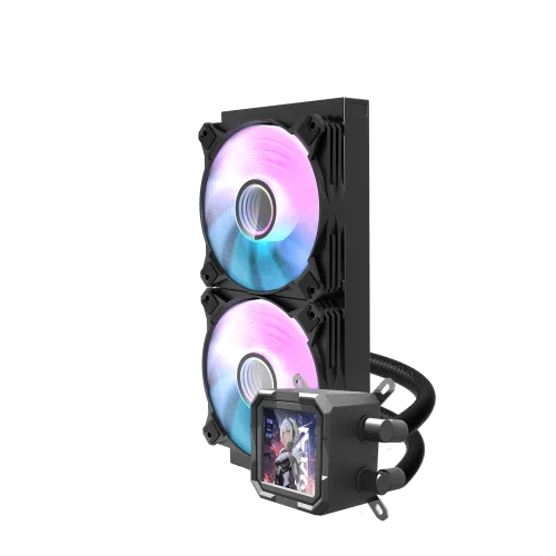 DarkFlash Wave DV240S ARGB AIO 240mm Liquid CPU Cooler Black with 320x320 IPS LCD Display and Copper Water Block - DF DV240S BLACK