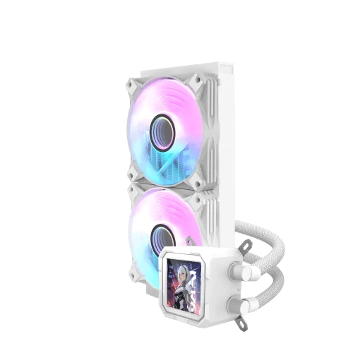 DarkFlash Wave DV240S ARGB AIO 240mm Liquid CPU Cooler White with 320x320 IPS LCD Display and Copper Water Block - DF DV240S WHITE