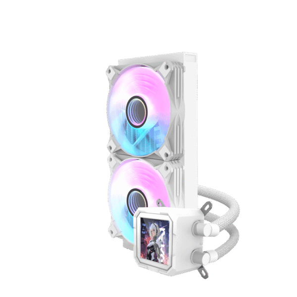 DarkFlash Wave DV240S ARGB AIO 240mm Liquid CPU Cooler White with 320x320 IPS LCD Display and Copper Water Block - DF DV240S WHITE