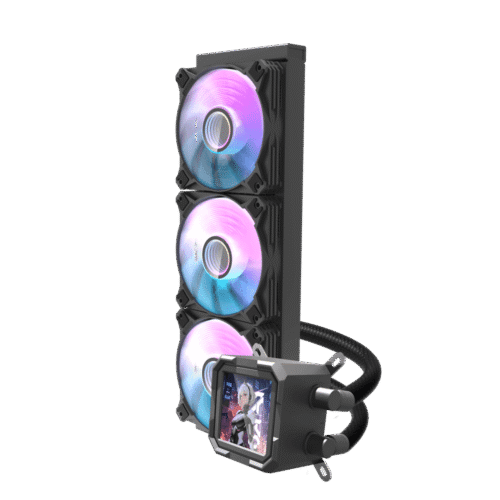 DarkFlash Wave DV360S ARGB AIO 360mm Liquid CPU Cooler Black with 320x320 IPS LCD Display and Copper Water Block - DF DV360S BLACK
