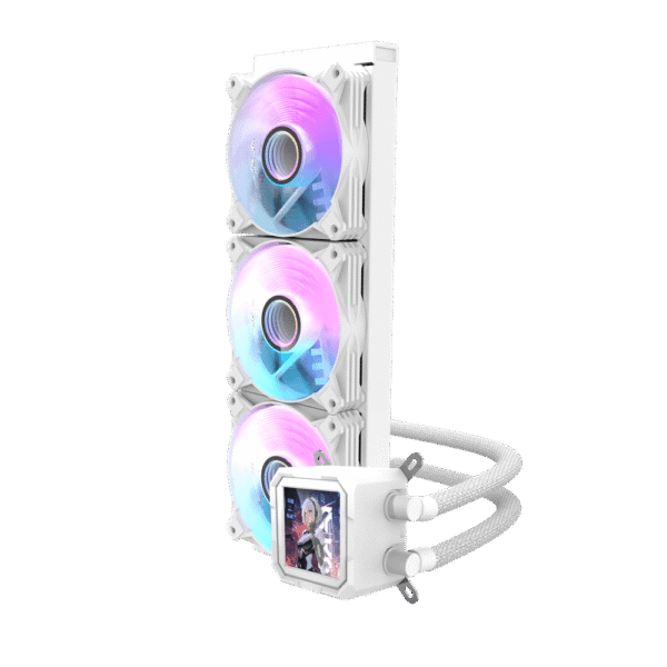 DarkFlash Wave DV360S ARGB AIO 360mm Liquid CPU Cooler White with 320x320 IPS LCD Display and Copper Water Block - DF DV360S WHITE