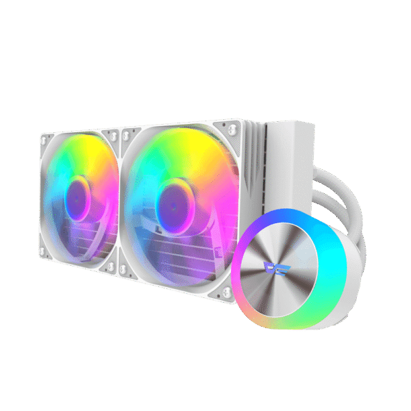 DarkFlash AquaGlow DG240 ARGB 240mm Liquid CPU Cooler White with Copper Water Block and 81.5 CFM Airflow - DF DG240 WHITE