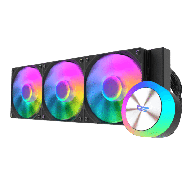 DarkFlash AquaGlow DG360 ARGB AIO 360mm Liquid CPU Cooler Black with Copper Water Block and 81.5 CFM Airflow - DF DG360 BLACK