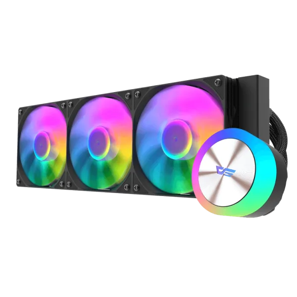 DarkFlash AquaGlow DG360 ARGB AIO 360mm Liquid CPU Cooler Black with Copper Water Block and 81.5 CFM Airflow - DF DG360 BLACK