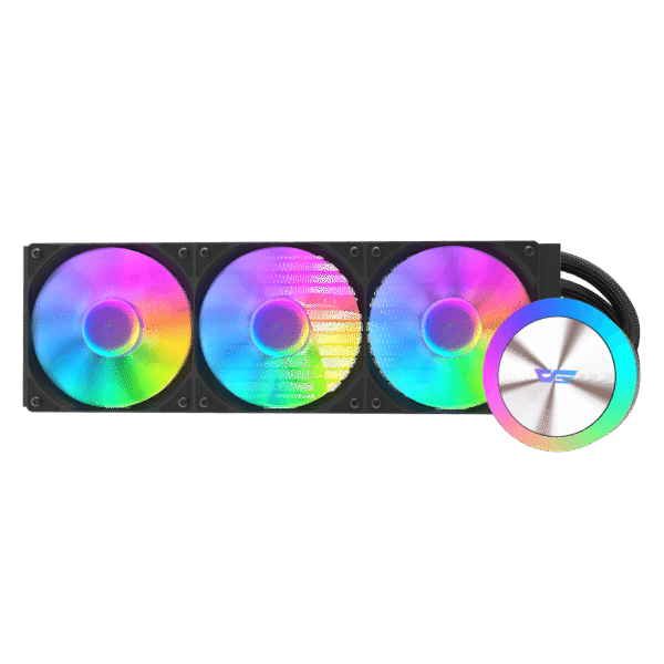 DarkFlash AquaGlow DG360 ARGB AIO 360mm Liquid CPU Cooler Black with Copper Water Block and 81.5 CFM Airflow - DF DG360 BLACK