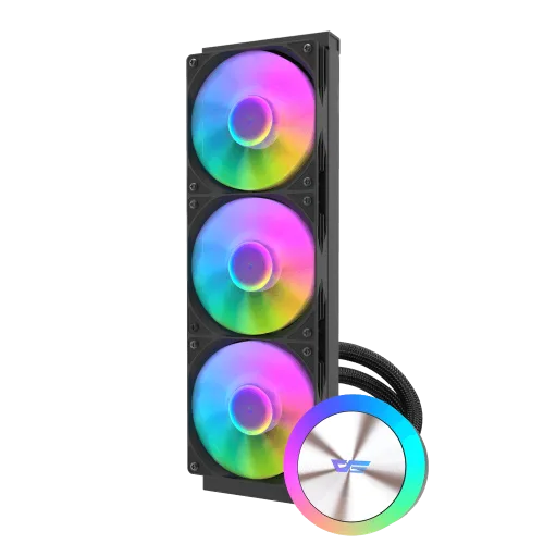 DarkFlash AquaGlow DG360 ARGB AIO 360mm Liquid CPU Cooler Black with Copper Water Block and 81.5 CFM Airflow - DF DG360 BLACK