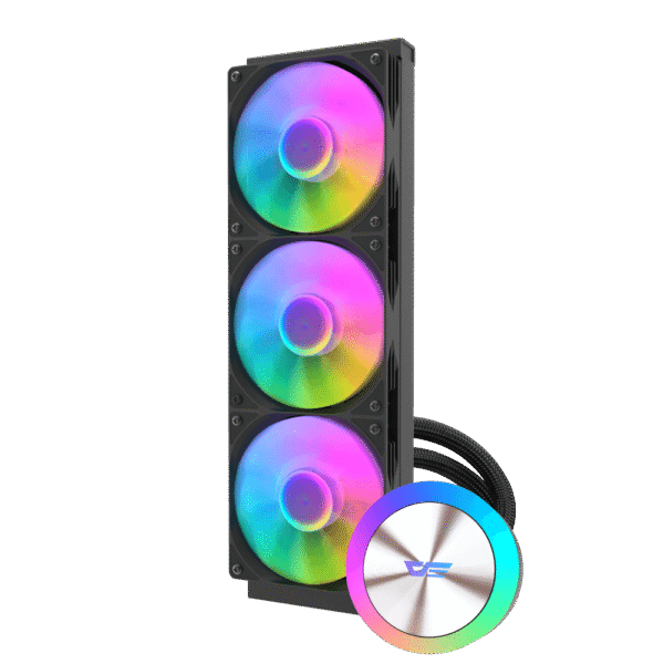 DarkFlash AquaGlow DG360 ARGB AIO 360mm Liquid CPU Cooler Black with Copper Water Block and 81.5 CFM Airflow - DF DG360 BLACK