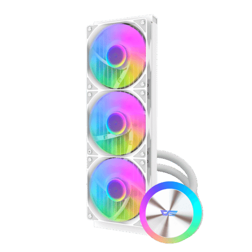 DarkFlash AquaGlow DG360 ARGB AIO 360mm Liquid CPU Cooler White with Copper Water Block and 81.5 CFM Airflow - DF DG360 White