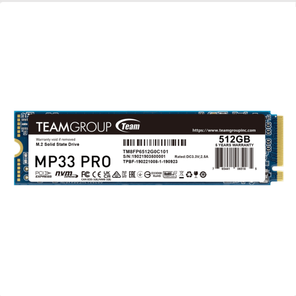 TEAMGROUP MP33 PRO SSD M.2 NVMe Gen3 512GB - TM8FPD512G0C101