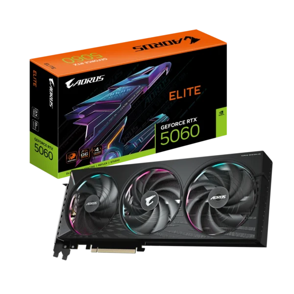 Gigabyte AORUS GeForce RTX 5060 ELITE 8G Graphics Card with 8GB GDDR7 and NVIDIA Blackwell DLSS 4 - GV-N5060AORUS-E-8GD