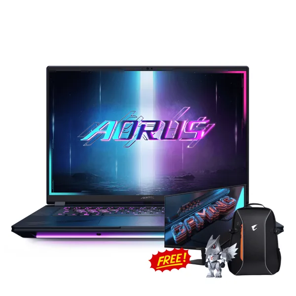Gigabyte AORUS MASTER 16 BYH 2025 Gaming Notebook with Intel Core Ultra 9 275HX RTX 5080 16GB 16 Inch OLED 2560x1600 240Hz 32GB DDR5 1TB SSD | Free Aorus Bag G2 + Chibi Figurine + Gigabyte GS27FA 27" Gaming Monitor - GS-AORUS-MASTER-16-BYHC5PHE64S
