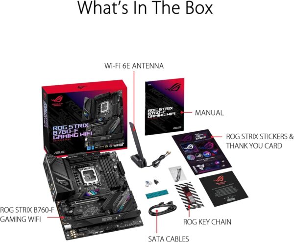 ASUS ROG STRIX B760-F GAMING WIFI ATX Intel B760 LGA1700 DDR5 PCIe 5.0 Motherboard - ROG STRIX B760-F GAMING WIFI