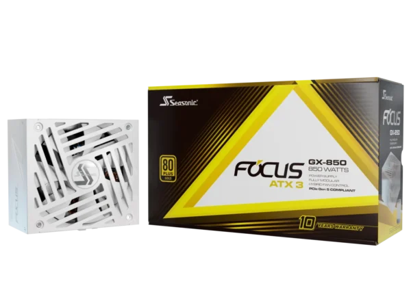 Seasonic Focus GX-850 ATX 3.1 and PCIe 5.1 White 80 PLUS Gold Fully Modular V4 Power Supply - SRP-FGX851-A5A32SF