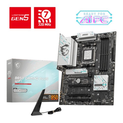 MSI B850 GAMING PLUS WIFI Gaming Motherboard AMD B850 AM5 DDR5 8200+MT/s PCIe 5.0 Wi-Fi 7