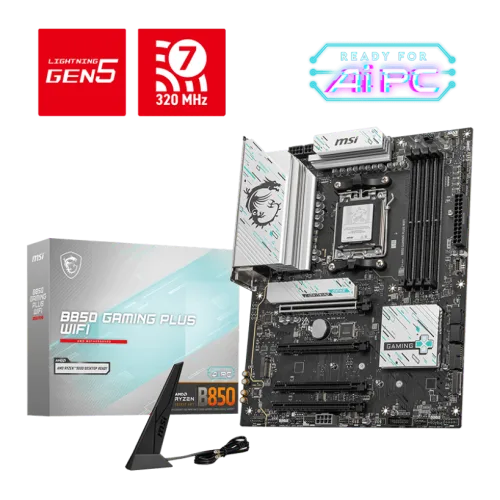 MSI B850 GAMING PLUS WIFI Gaming Motherboard AMD B850 AM5 DDR5 8200+MT/s PCIe 5.0 Wi-Fi 7