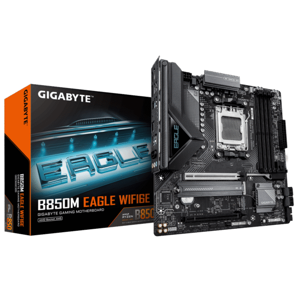Gigabyte B850M EAGLE WIFI6E Micro ATX AM5 Motherboard with AMD B850 Chipset DDR5 8200MT/s PCIe 5.0 Wi-Fi 6E 2.5GbE LAN - GA-B850M-EAGLE-WF6E