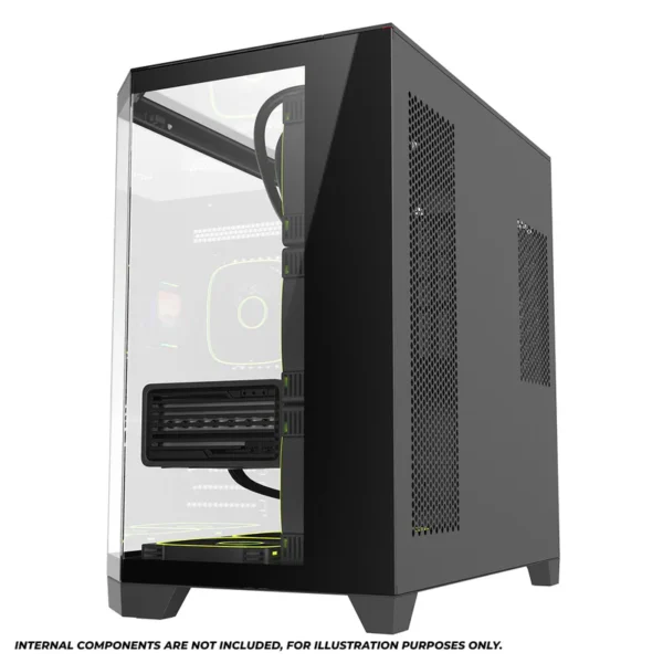 Coolman Zentra Luxe ATX Vision PC Case Black with Tempered Glass Panels and 360mm AIO Support - COOLMAN ZENTRA LUXE BLACK