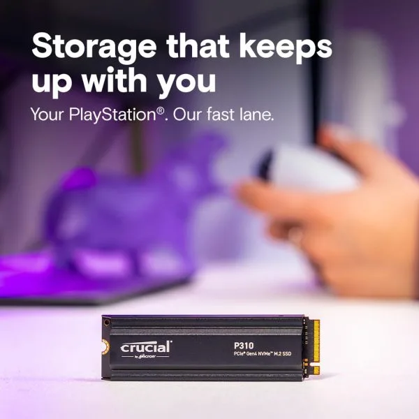 Crucial P310 1TB PCIe Gen4 NVMe M.2 SSD with Heatsink 7100MB/s - CT1000P310SSD5