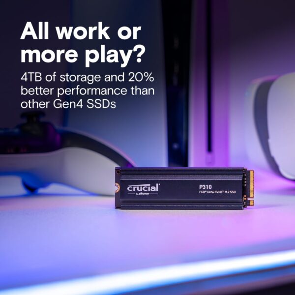 Crucial P310 2TB PCIe Gen4 NVMe M.2 SSD with Heatsink 7100MB/s - CT2000P310SSD5