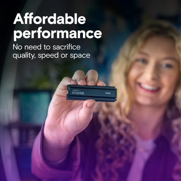 Crucial P510 2TB PCIe Gen5 NVMe M.2 SSD with Heatsink 10000MB/s - CT2000P510SSD5