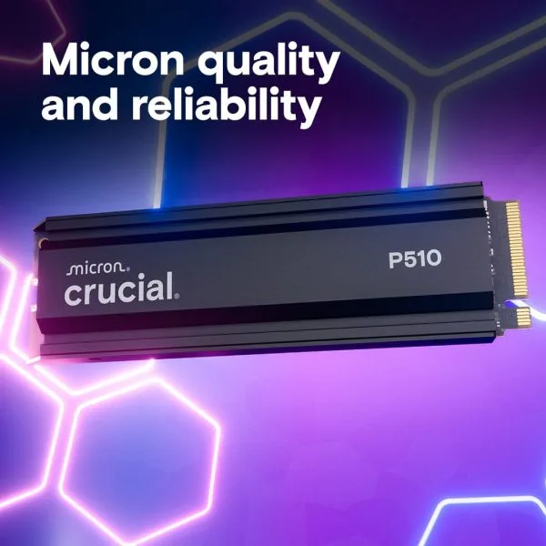 Crucial P510 2TB PCIe Gen5 NVMe M.2 SSD with Heatsink 10000MB/s - CT2000P510SSD5