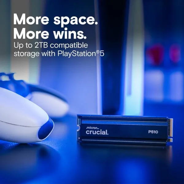Crucial P510 2TB PCIe Gen5 NVMe M.2 SSD with Heatsink 10000MB/s - CT2000P510SSD5