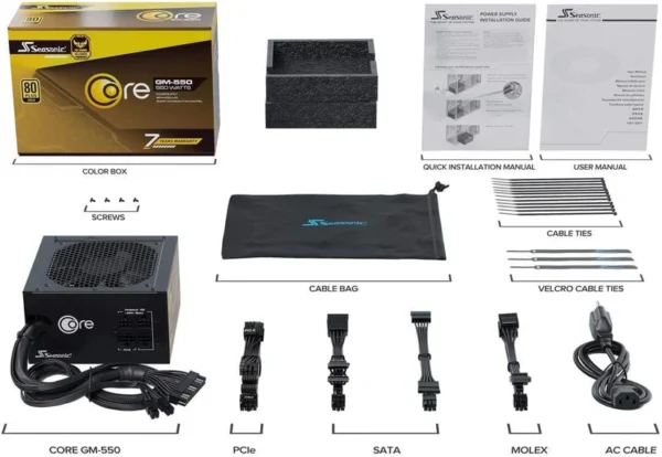 Seasonic Core GM-550 550W 80 PLUS Gold Power Supply - SSR-550LM