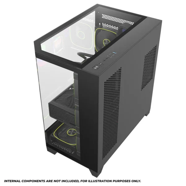 Coolman Zentra Luxe ATX Vision PC Case Black with Tempered Glass Panels and 360mm AIO Support - COOLMAN ZENTRA LUXE BLACK