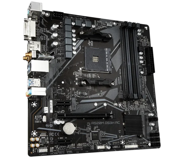 GIGABYTE A520M DS3H AC Micro-ATX AMD A520 AM4 DDR4 Wi-Fi Motherboard - GA-A520M-DS3H-AC