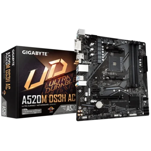 GIGABYTE A520M DS3H AC Micro-ATX AMD A520 AM4 DDR4 Wi-Fi Motherboard - GA-A520M-DS3H-AC
