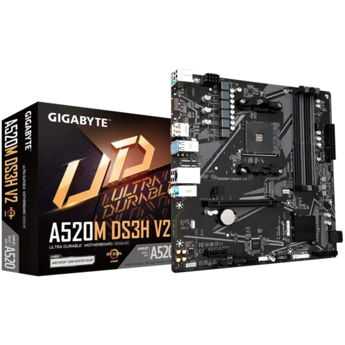 GIGABYTE A520M DS3H V2 Micro-ATX AMD A520 AM4 DDR4 Motherboard - GA-A520M-DS3H-V2