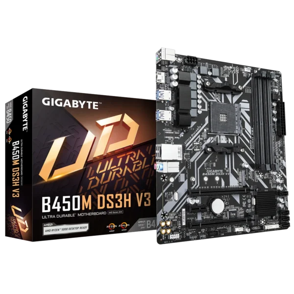 GIGABYTE B450M DS3H V3 Micro-ATX AMD B450 AM4 DDR4 Motherboard - GA-B450M-DS3H-V3