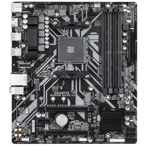 GIGABYTE B450M DS3H V3 Micro-ATX AMD B450 AM4 DDR4 Motherboard - GA-B450M-DS3H-V3