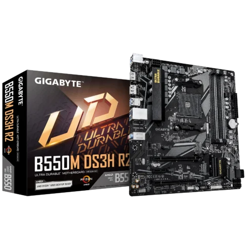 GIGABYTE B550M DS3H R2 2x ARGB Micro-ATX AMD B550 AM4 DDR4 Motherboard - GA-B550M-DS3H-R2