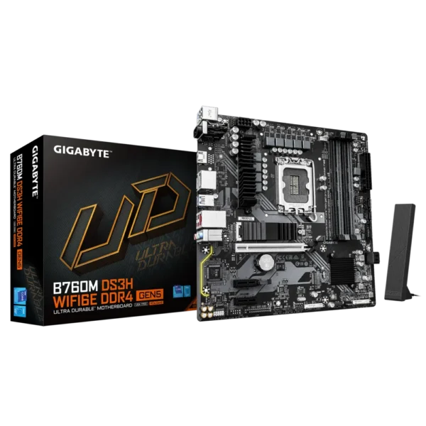 GIGABYTE B760M DS3H WIFI 6E D4 G5 Micro-ATX Intel B760 LGA1700 DDR4 Motherboard - GA-B760M-DS3H-WF6E-D4-G5