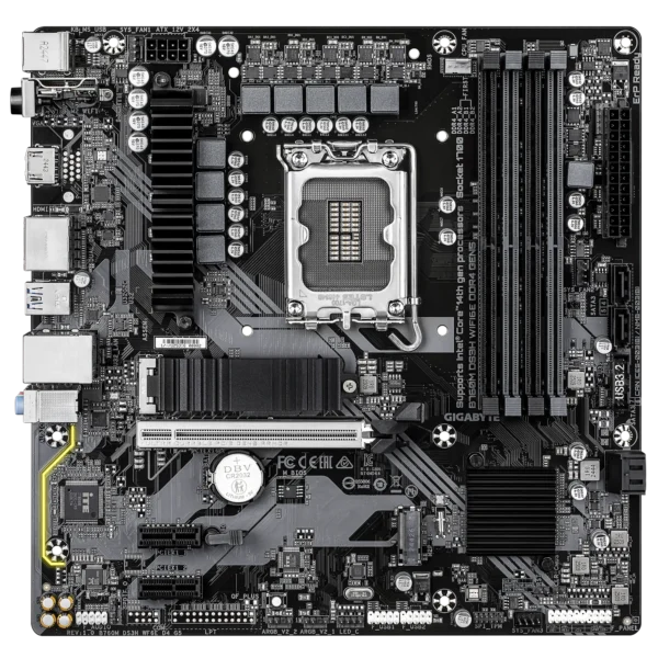 GIGABYTE B760M DS3H WIFI 6E D4 G5 Micro-ATX Intel B760 LGA1700 DDR4 Motherboard - GA-B760M-DS3H-WF6E-D4-G5