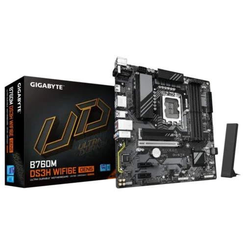 GIGABYTE B760M DS3H WIFI 6E GEN5 Micro-ATX Intel B760 LGA1700 DDR5 Motherboard - GA-B760M-DS3H-WF6E-GEN5