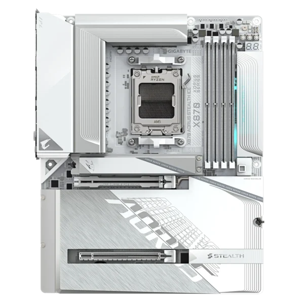 GIGABYTE X870 AORUS STEALTH ICE ATX AMD X870 AM5 DDR5 PCIe 5.0 Motherboard - X870 AORUS STEALTH ICE