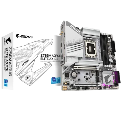 GIGABYTE Z790M A ELITE AX ICE Micro-ATX Intel Z790 LGA1700 DDR5 PCIe 5.0 Motherboard - GA-Z790M-A-ELITE-AX-ICE