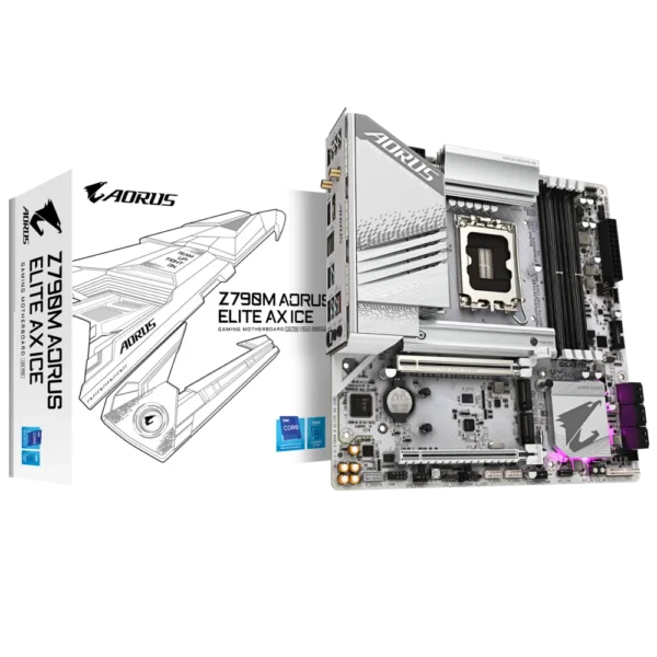 GIGABYTE Z790M A ELITE AX ICE Micro-ATX Intel Z790 LGA1700 DDR5 PCIe 5.0 Motherboard - GA-Z790M-A-ELITE-AX-ICE