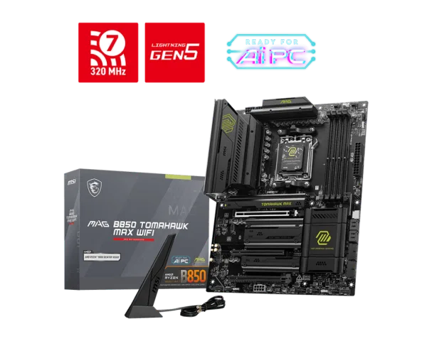 MSI MAG B850 TOMAHAWK MAX WIFI Gaming Motherboard AMD B850 AM5 DDR5 8400+MT/s PCIe 5.0 Wi-Fi 7