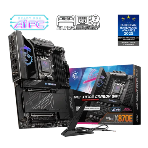 MSI MPG X870E CARBON WIFI Gaming Motherboard AMD X870E AM5 DDR5 8400+MT/s PCIe 5.0 Wi-Fi 7