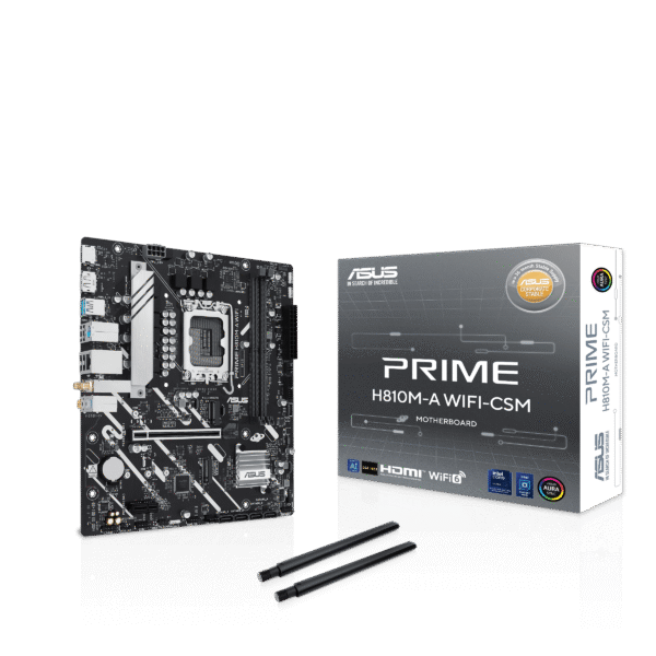 ASUS PRIME H810M A WIFI CSM Micro-ATX Intel H810 LGA 1851 DDR5 Motherboard - PRIME H810M-A WIFI-CSM