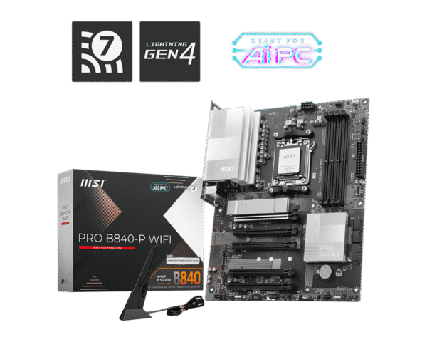MSI PRO B840-P WIFI Professional Motherboard AMD B840 AM5 DDR5 8000+MT/s PCIe 4.0 Wi-Fi 7