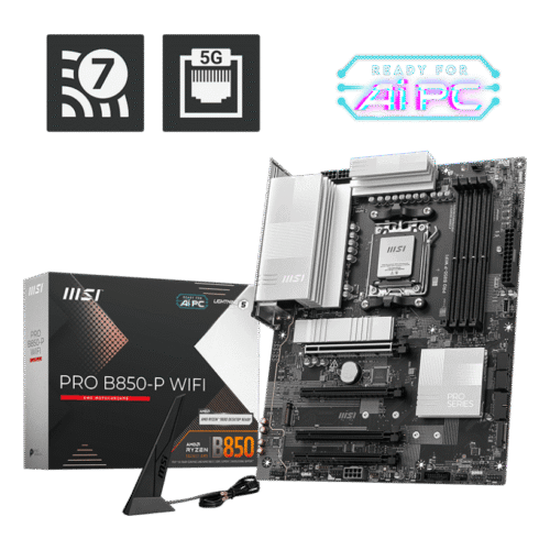 MSI PRO B850-P WIFI Professional Motherboard AMD B850 AM5 DDR5 8200+MT/s PCIe 5.0 Wi-Fi 7