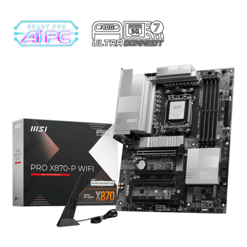 MSI PRO X870-P WIFI Professional Motherboard AMD X870 AM5 DDR5 8200+MT/s PCIe 5.0 Wi-Fi 7