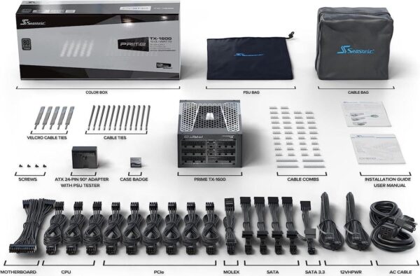 Seasonic PRIME TX-1600 80 PLUS Titanium Fully Modular ATX Power Supply ATX 3.0 & PCIe 5.1 Ready - SSR-1600TR2