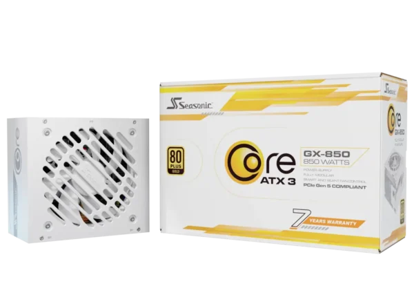 Seasonic CORE GX-850 ATX 3.1 and PCIe 5.1 V2 White 80 PLUS Gold Fully Modular ATX Power Supply - SRP-CGX851-A5A32SF White